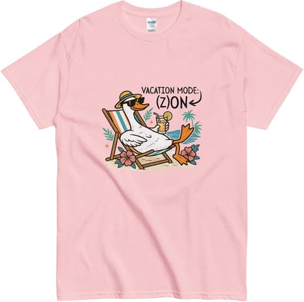 Dames en Heren T-shirt - Cartoon Strand Gans - Roze - M