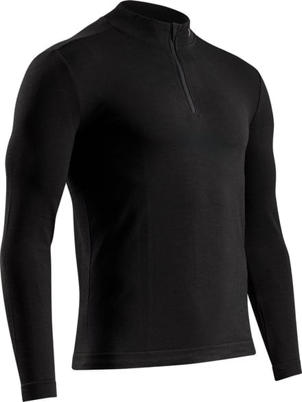X-Bionic Mightywool Shirt Lange Mouwen Halve Rits Heren - Zwart, XL
