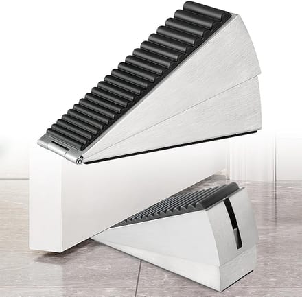Deurstopper - 2 Stuks - Metalen Deurstopper - Hoge deurstopper wig - Antislip rubberen deurstopper - Verstelbare deurblok voor alle vloeren - Zilver