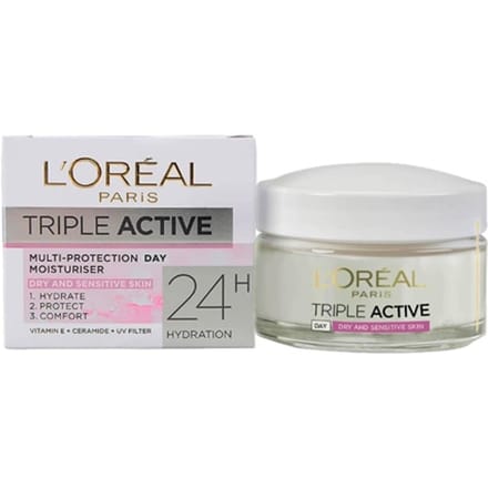 L'Oréal Triple Active Dagcrème - 50 ml (voor droge en gevoelige huid)