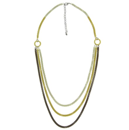 Behave - Snake ketting dames - Drie lagen - Goudkleur zilverkleur - 86 cm
