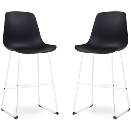 Nolon Nino-Pip barkruk zwart - wit onderstel 75 cm - set van 2