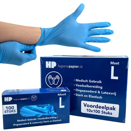 1000st Handschoenen Soft Nitril Large Ongepoederd Blauw