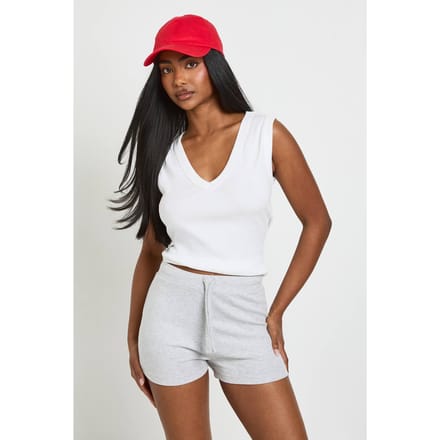 boohoo Dames Geribbelde Lage Taille Mini Short | Asgrijs | Maat: 42