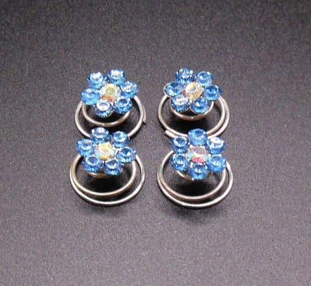 Curlies blauwe bloem 6 blad strass