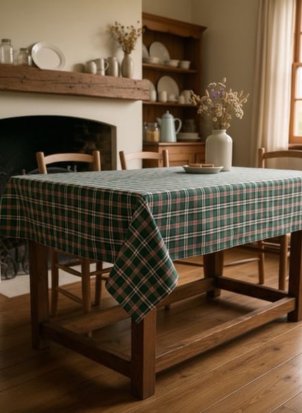 Groen Geruit Tafelkleed Balmoral – 140x400 cm – Schotse Ruit - Kerst