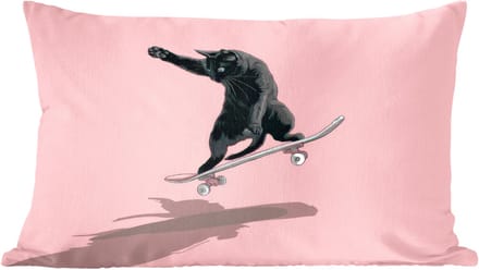 Sierkussens - Kussentjes Woonkamer - 60x40 cm - Kat - Skateboard - Roze