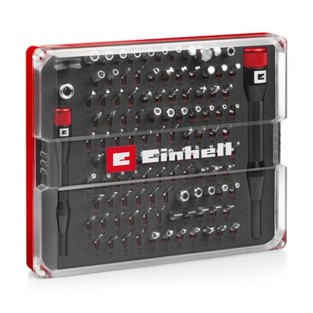 Einhell 115040 Bitset 114-delig Spanner, JIS, T-profiel, Gamebit, Sim-Eject-Bit, Plat, Tri-Point, Pentalobe, Triangle,