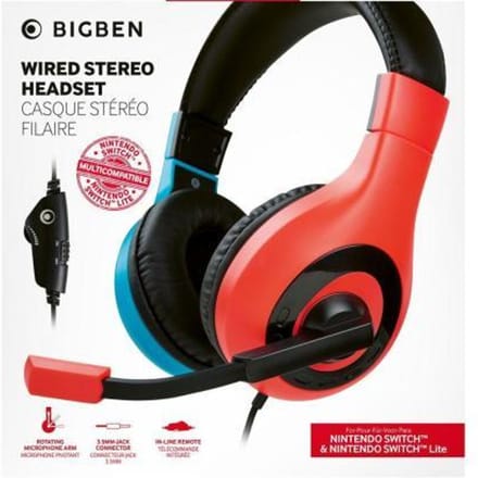 Bigben Stereo Gaming Headset V1 - Nintendo Switch - Neon Rood/Blauw