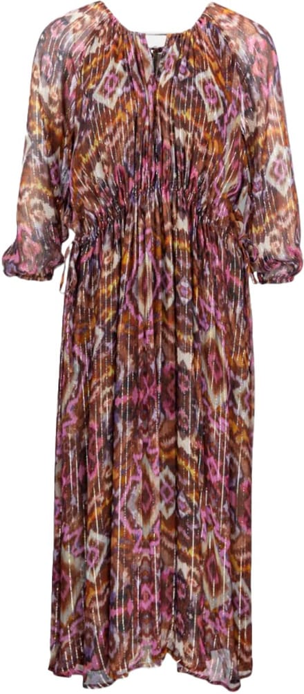 Frogbox - bruin roze midi jurk - maat 36