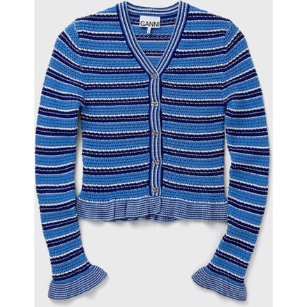 Cotton Pointelle Stripe Cardigan