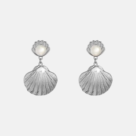 Margot Bardot Ariel Pearl Shell Oorbellen Silver