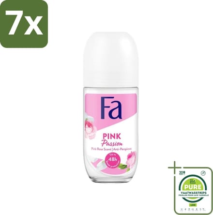 7 x Fa Deodorant Roller Pink Passion 50 ml - Grootverpakking - Deodorant - Antitranspirant - Fa - Pink Passion - Roze Roos