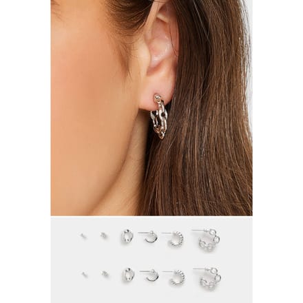 Yours Set Van 6 Paar Minioorringen & Oorknopjes In Zilversize One Size