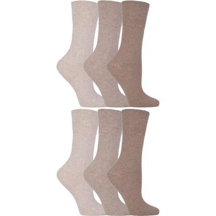 Gentle Grip - 6 paar diabetische damessokken - Beige