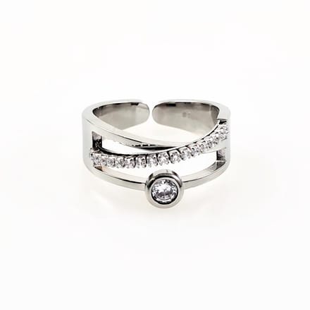 Ring Dames - Gepolijst RVS - Brede Ring - Doorkruist Desing