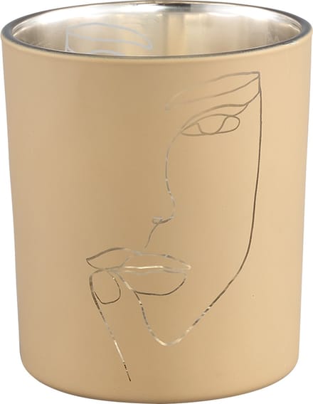 PTMD - theelicht - beige glass tealight woman face round