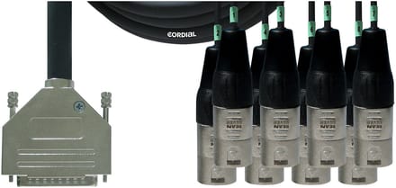 Cordial CFD 3 DMT XLR Verbindingskabel [1x D-sub stekker 25-polig - 8x XLR-stekker 3-polig] 3 m Zwart