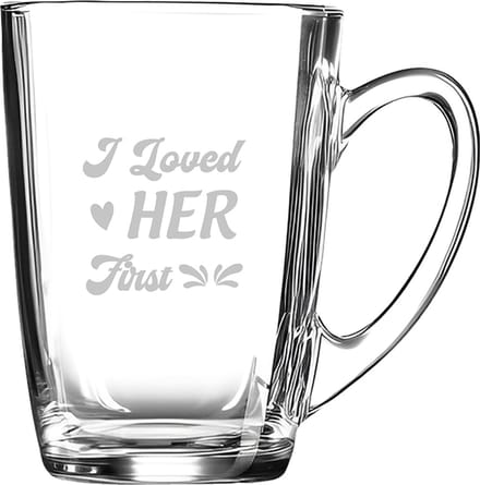 Gegraveerde Theeglas 32cl I loved her first