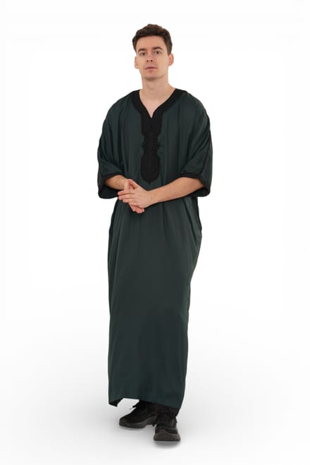 Heren groen zwart Marokkaanse Thobe Jubba Robe Eid Djellaba Gandoura