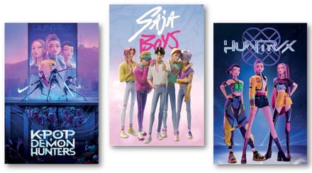Kpop poster set - Drie verschillende posters van K-pop - Demon Hunters - Huntrix _ Saja Boys - Formaat 61 x 91,5 cm