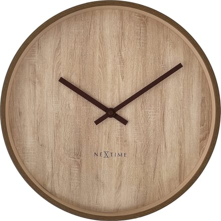 NeXtime Oslo – Wandklok – 30 cm – Plastic – Donkerbruin/Lichtbruin – Stil