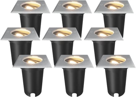 Ledvion Set van 9 LED Grondspot Buiten IP67 10W 230V GU10 vierkant