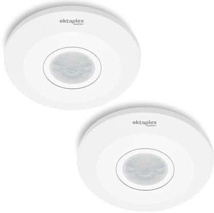 Set van 2 Binnenbewegingsmelders 360 Graden PIR Sensor 8m Bereik Plafondmontage LED