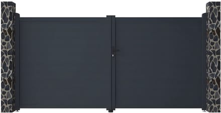 Vente-unique Draaipoort van aluminium antraciet - L 355 x H 180 cm - NAZARIO