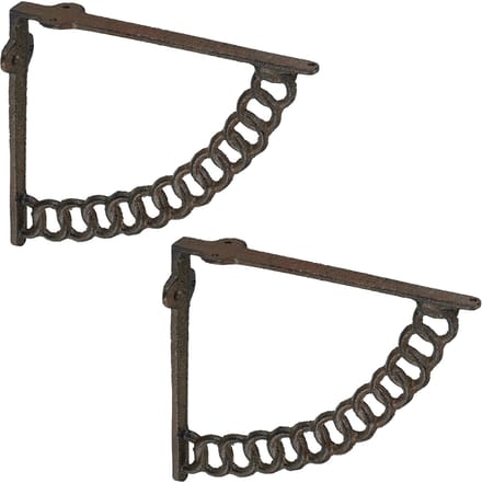 Plankdrager - set van 2 - 21 cm - gietijzer - industrieel - bruin