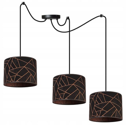 Light-Home WERONA – Hanglamp – 3-lichts – Zwart/Koper – Metalen Constructie – Verstelbare Hoogte