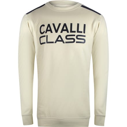 Cavalli Class Sweatshirt Met Getapete Schouders En Beige Zandkleur