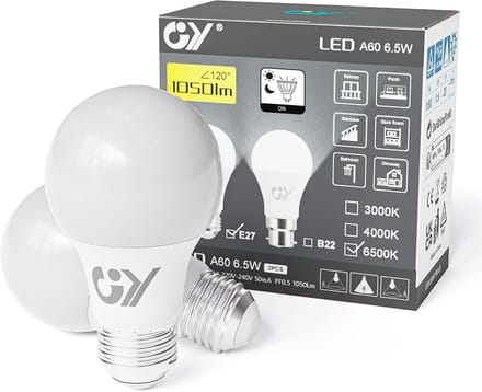 2x LED Gloeilamp E27 met Bewegingsmelder - Koud Wit 6500K - 1050lm - Vervangt 75W - Energiezuinig