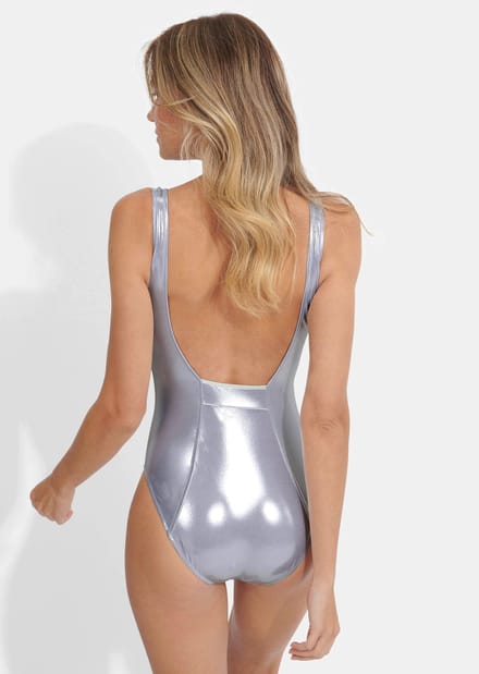 Badpak met lage ruglijn - wit / zilverkleurig - Gr. 46 E van Goldner Fashion