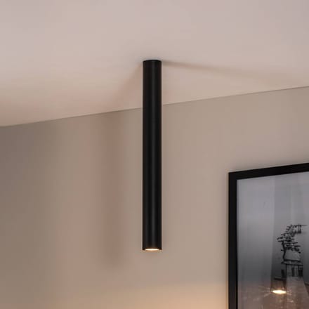 EMIBIG LIGHTING Plafondspot Tecno 1XL, staal, GU10, hoogte 60 cm, zwart