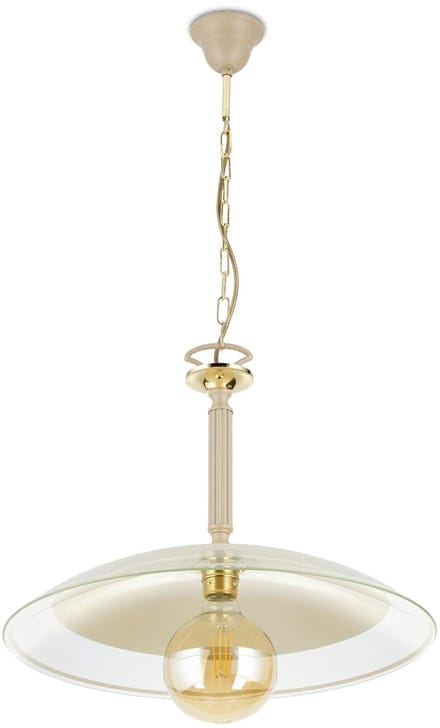 HowHomely - Luna Serie - Hanglamp - Beige - Goudkleurig - Glas