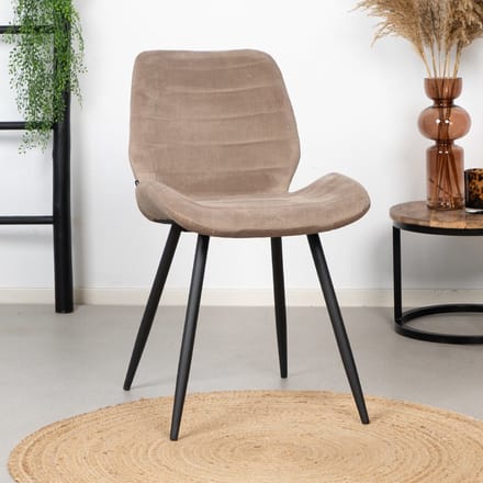 Bronx71® Velvet eetkamerstoel Toby taupe - stoel