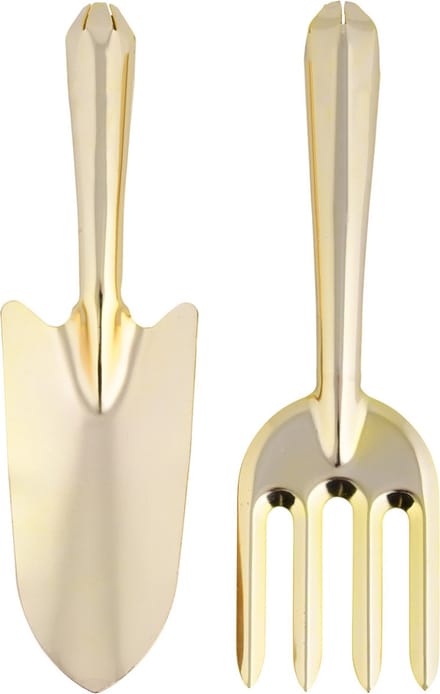 Esschert Design Tuinschep en Handhark - goudkleurig - metaal - 27 cm - 2-delig