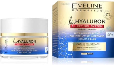 Eveline Cosmetics BioHyaluron 3x Retinol System 40+ Ultra-Moisturizing Skin Structure Improving Cream 50ml.
