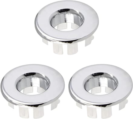 Gootsteen Overloop Ring - Wastafel Trim - Afvoer Afdekken - Verchroomd Koper - 3 Stuks - Zilver