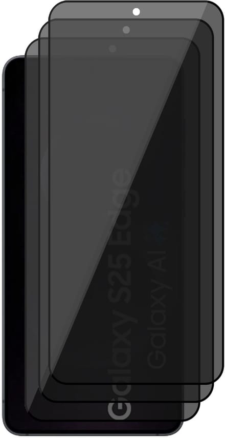 Privacy Screenprotector geschikt voor Samsung Galaxy S25 Edge - 3x Volledig Dekkend Glas Screen Protector