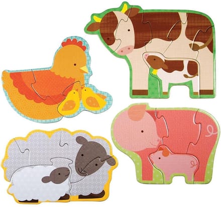 Petit Collage babydieren boerderij puzzel - educatief speelgoed karton.