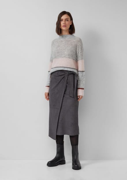 s.Oliver - female - Midirok met overslag en suède look