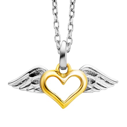 Julie Julsen Anhänger mit Kette 925 Silber rhodiniert teils vergoldet Heartwing