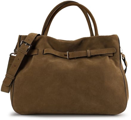 abro Jill Schoudertas Leder 36 cm - Dames - mud