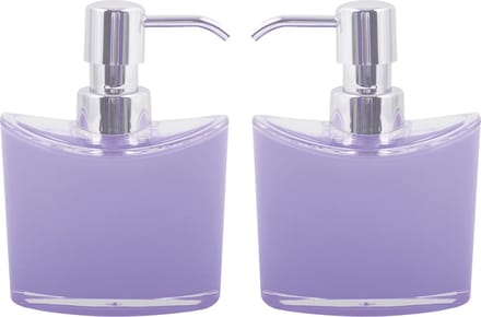 MSV Zeeppompje/dispenser Aveiro - 2x - PS kunststof - lila paars/zilver - 11 x 14 cm - 260 ml