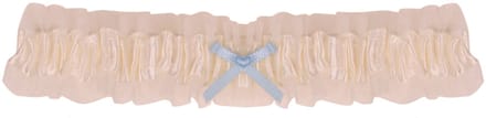 Kousenband Ivoorkleurig met Organza & Lichtblauw Strikje - 33cm Elastisch