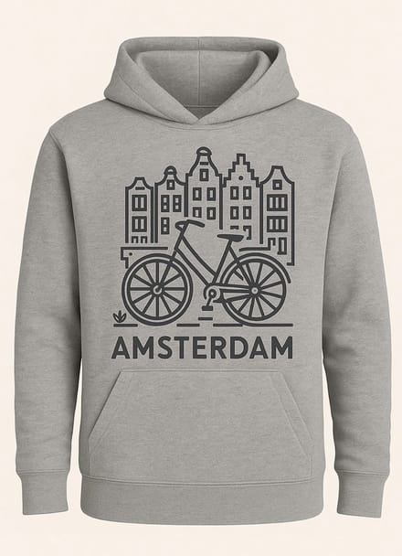 Hoodie Fiets Amsterdam - Grijs - L