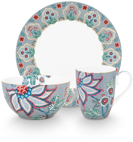 Pip Studio - Flower Festival - Set van 3 - Ontbijtset - Multicolor - Porselein