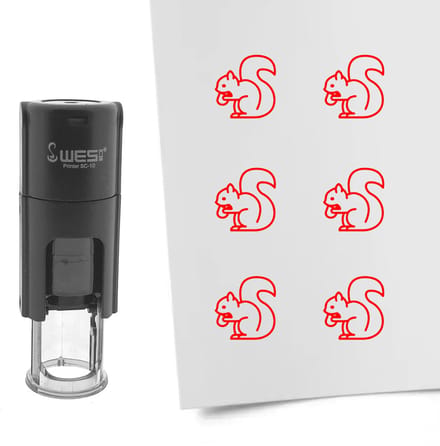CombiCraft Stempel eekhoorn 10mm rond rode inkt - per 1 stuk